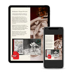 A digital mockup showing a tablet and smartphone displaying a brochure or website layout for Kicksstarter's 'Projects We Love' campaign, with vintage-style artwork and text sections.